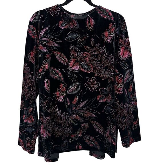 Notations Velvet Pink Red Sparkle Glitter Black Jacket Shell Christmas Size 1X - Picture 2 of 7